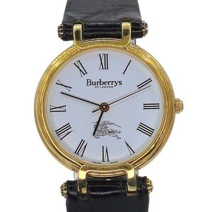 Vintage Burberrys Classic Gold Round Watch with White Dial 34mm